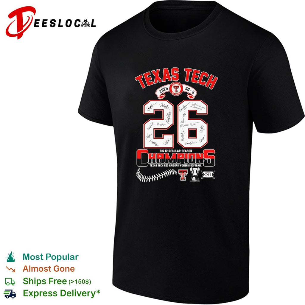Texas Tech Red Raiders 2026 Big 12 Regular Season Champions Softball shirt