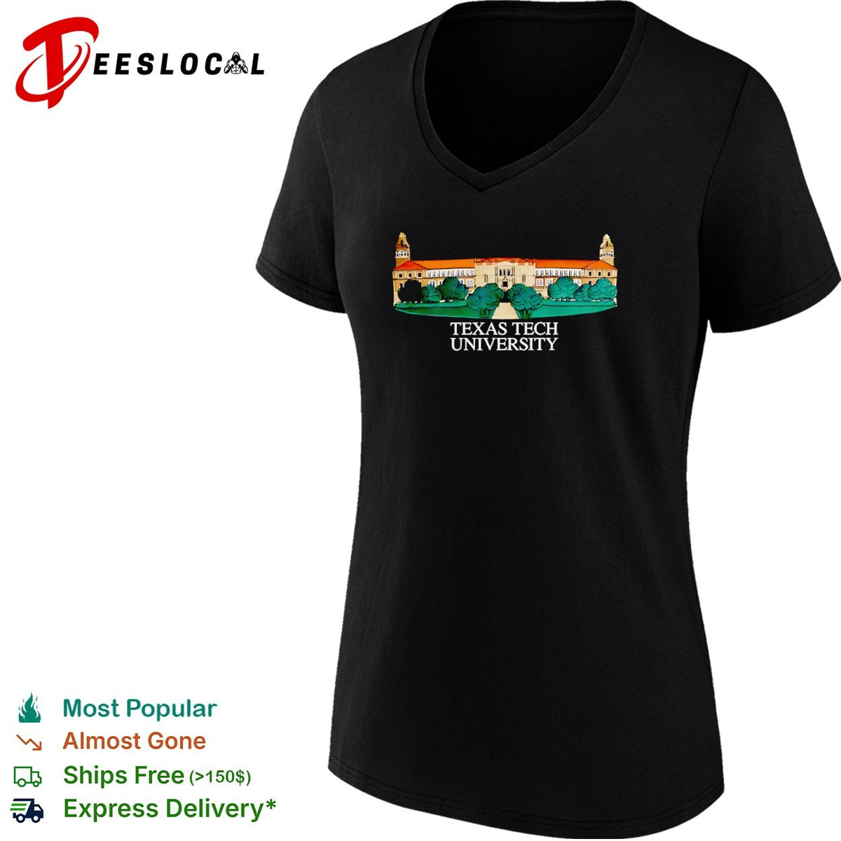 Texas Tech University campus building shirt