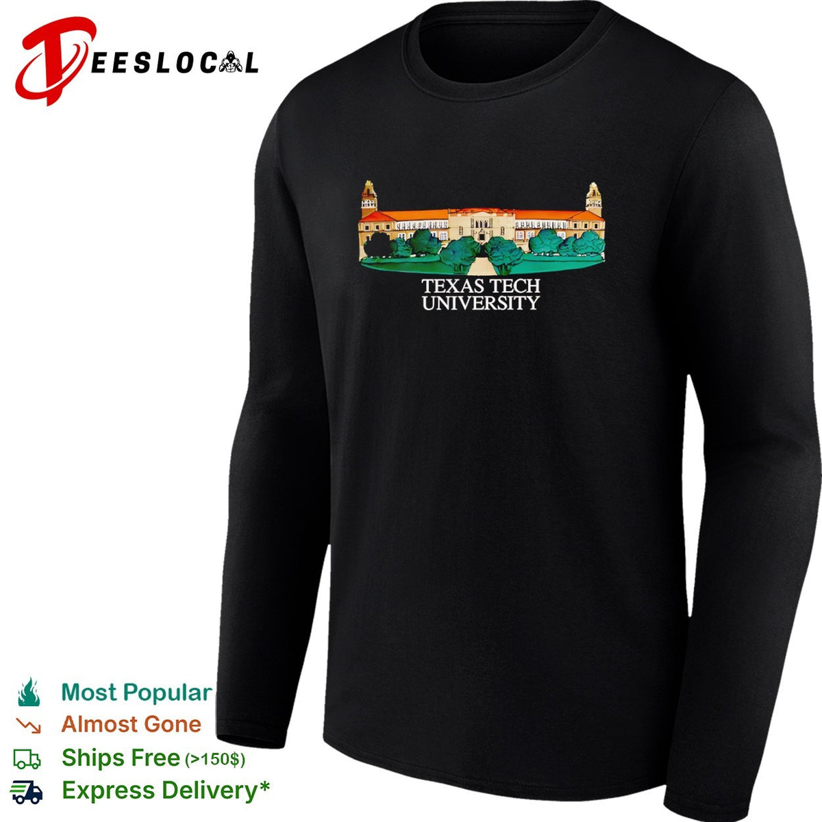 Texas Tech University campus building shirt