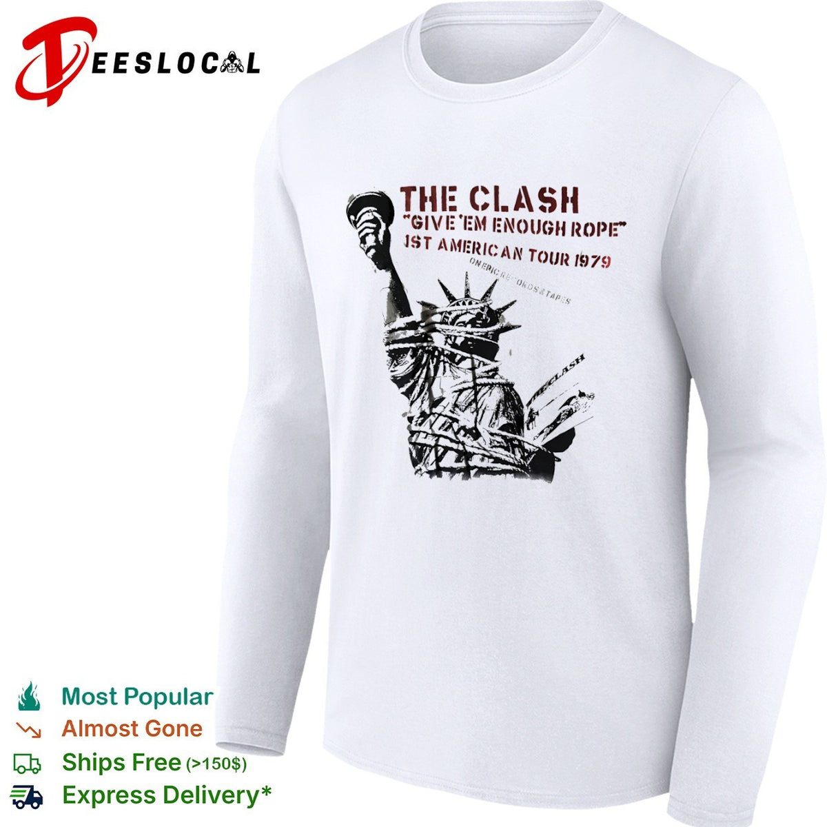 The Clash Give em Enough Rope 1st American Tour 1979 Statue of Liberty band shirt
