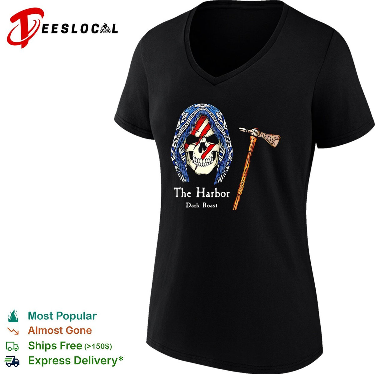 The Harbor Dark Roast skull shirt