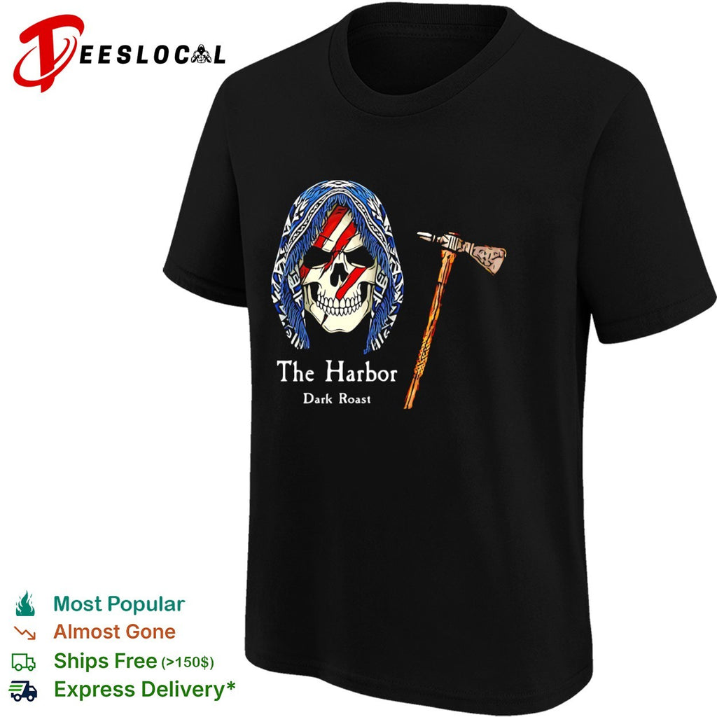 The Harbor Dark Roast skull shirt