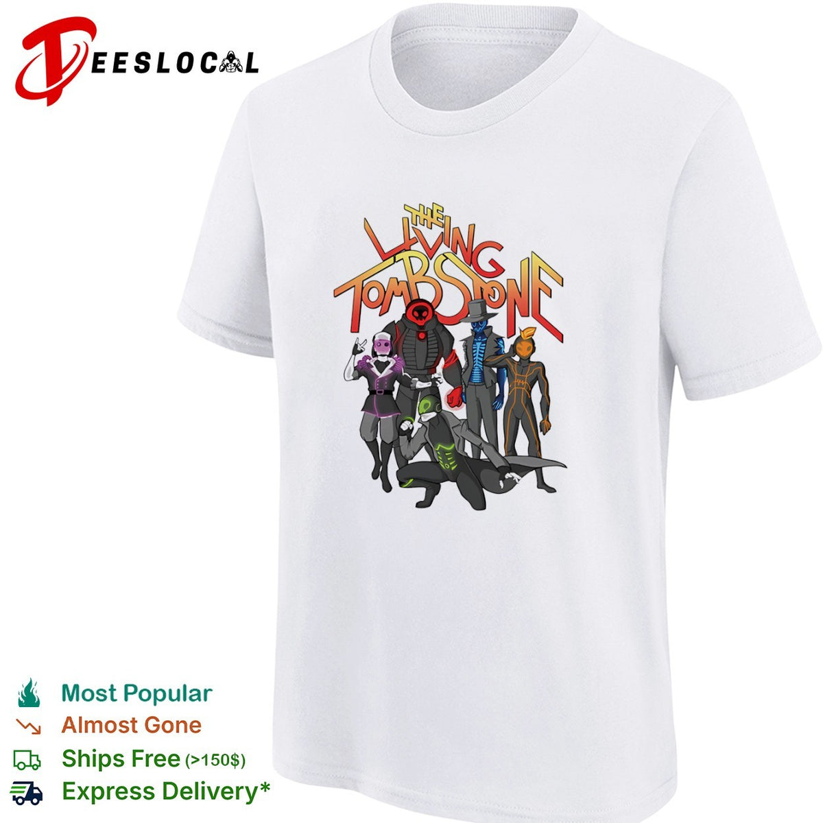 The Living Tombstone Characters Logo Neon Cyberpunk Band shirt