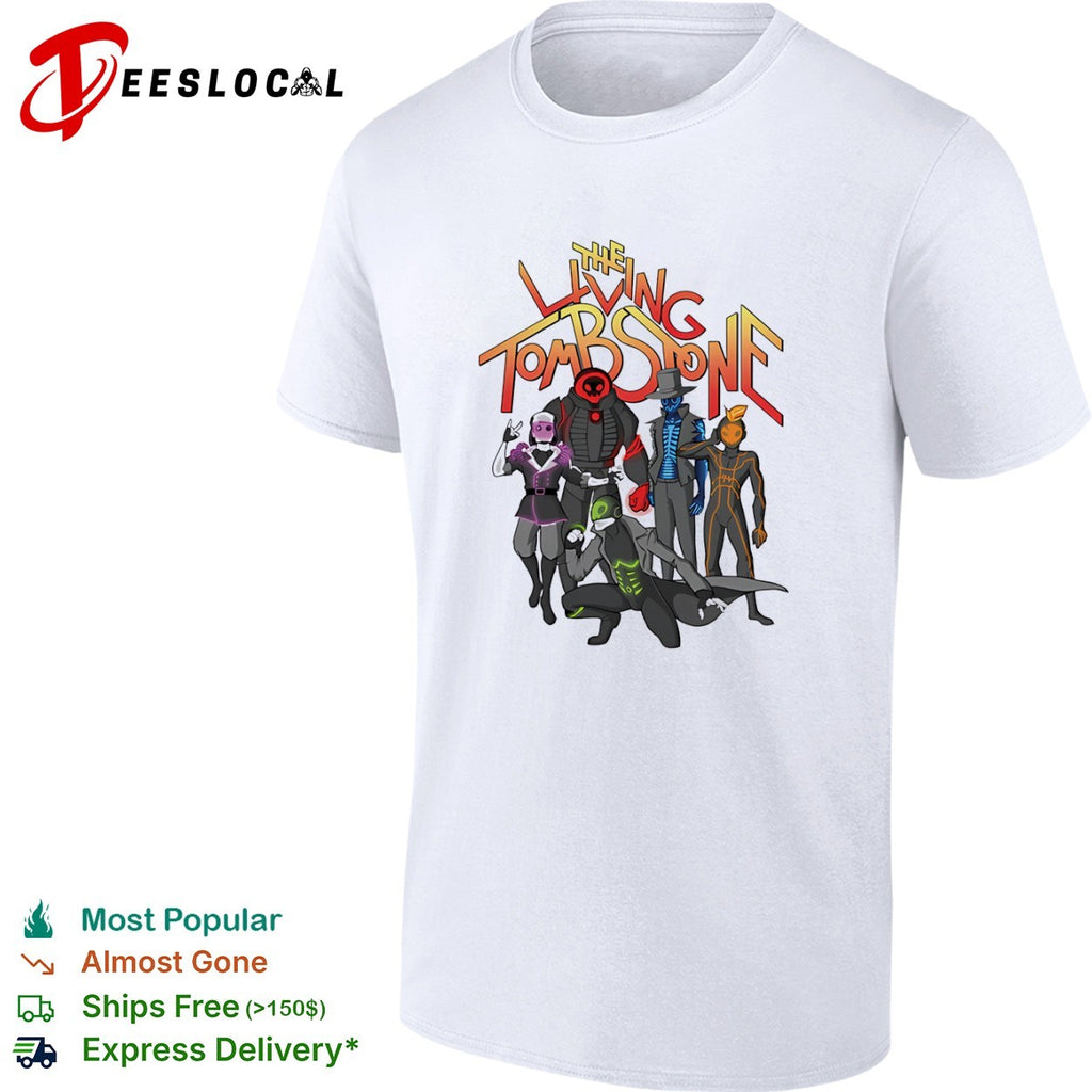 The Living Tombstone Characters Logo Neon Cyberpunk Band shirt