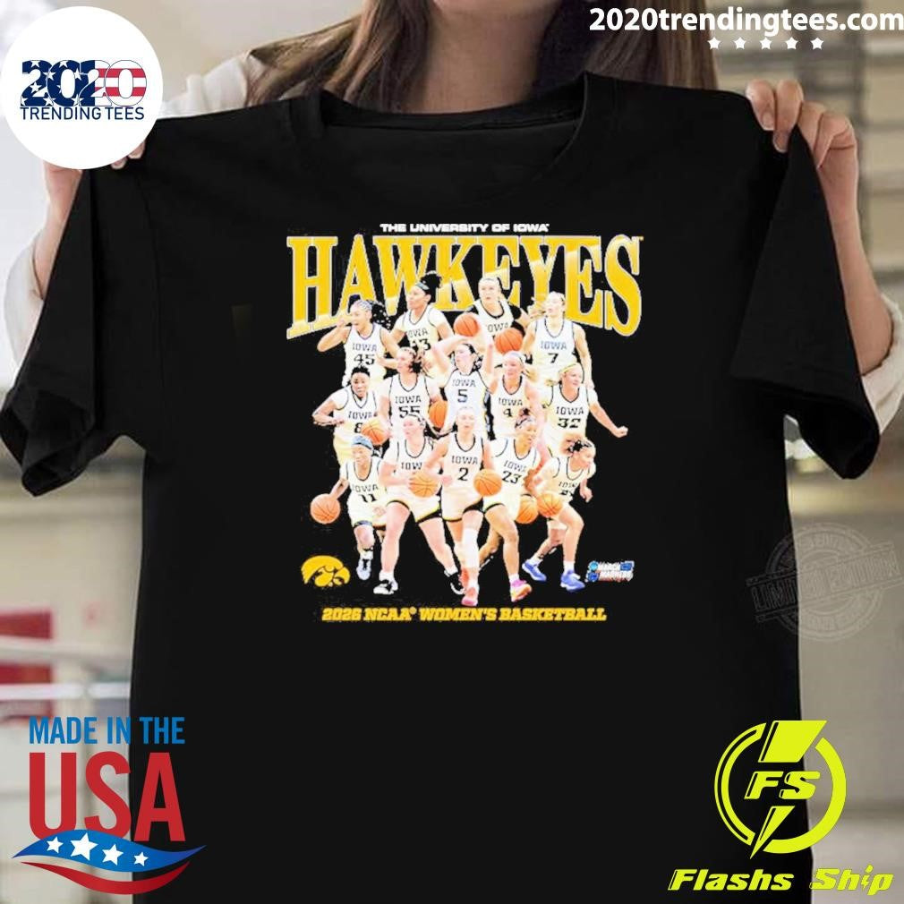 The University Of Iowa Hawkeyes 2026 Ncaa March Madness Women’s Basketball Team Collage Shirt