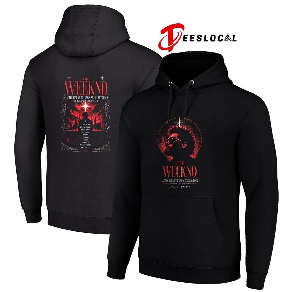 The Weeknd After Hours Til Dawn stadium tour cities graphic shirt