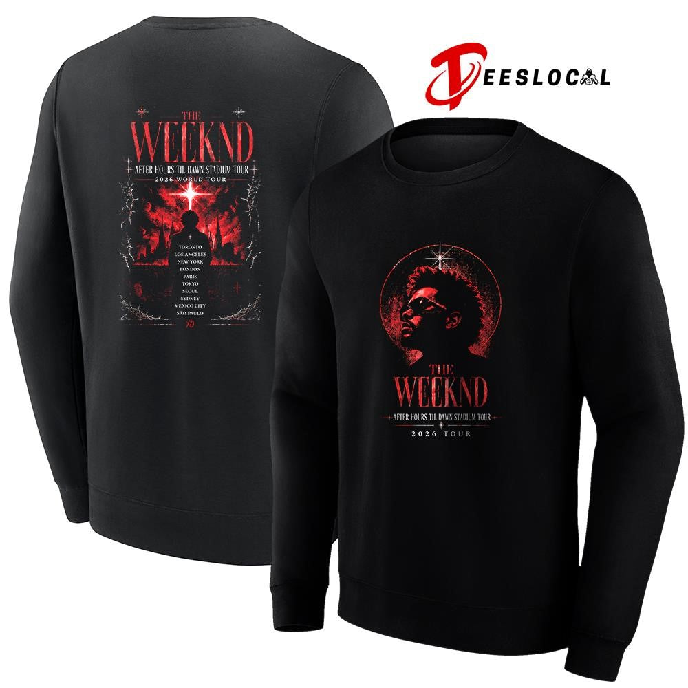 The Weeknd After Hours Til Dawn stadium tour cities graphic shirt