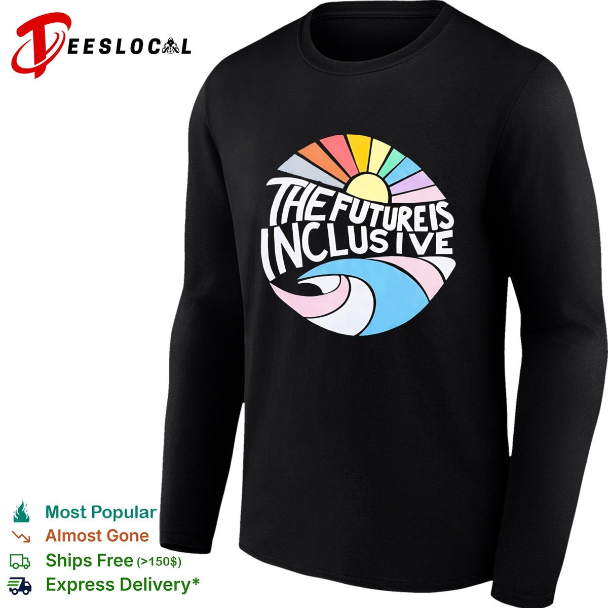 The future is inclusive rainbow sun wave ocean LGBTQ pride circle art shirt