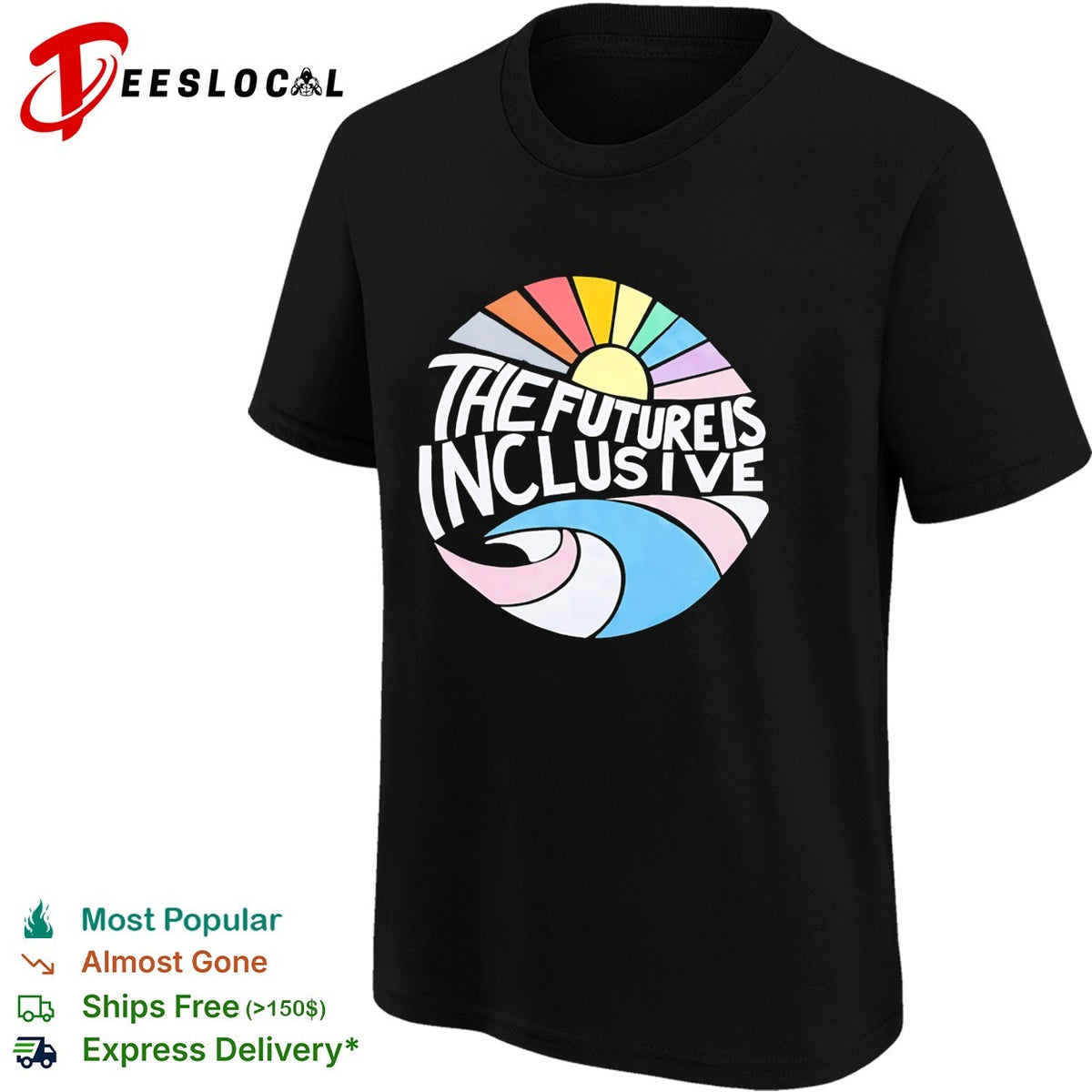 The future is inclusive rainbow sun wave ocean LGBTQ pride circle art shirt