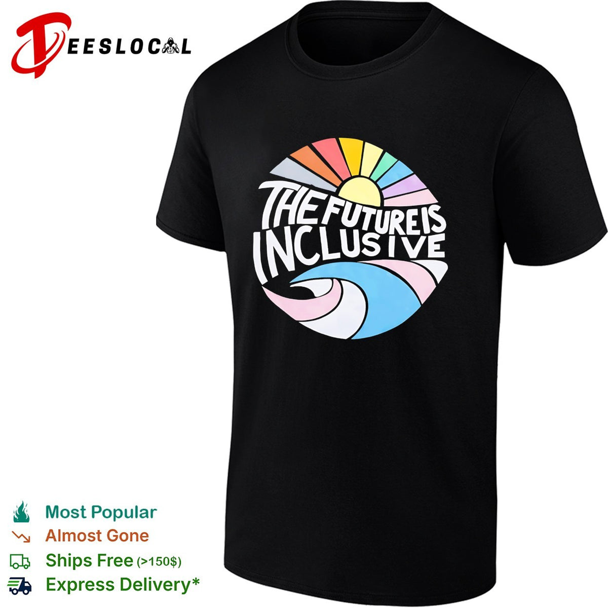 The future is inclusive rainbow sun wave ocean LGBTQ pride circle art shirt