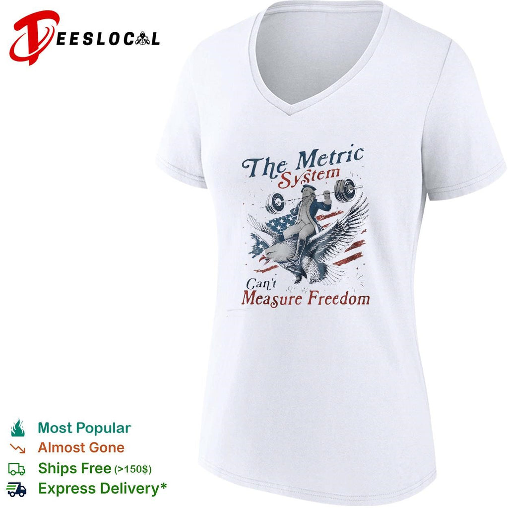 The metric system can’t measure freedom bald eagle American flag graphic shirt