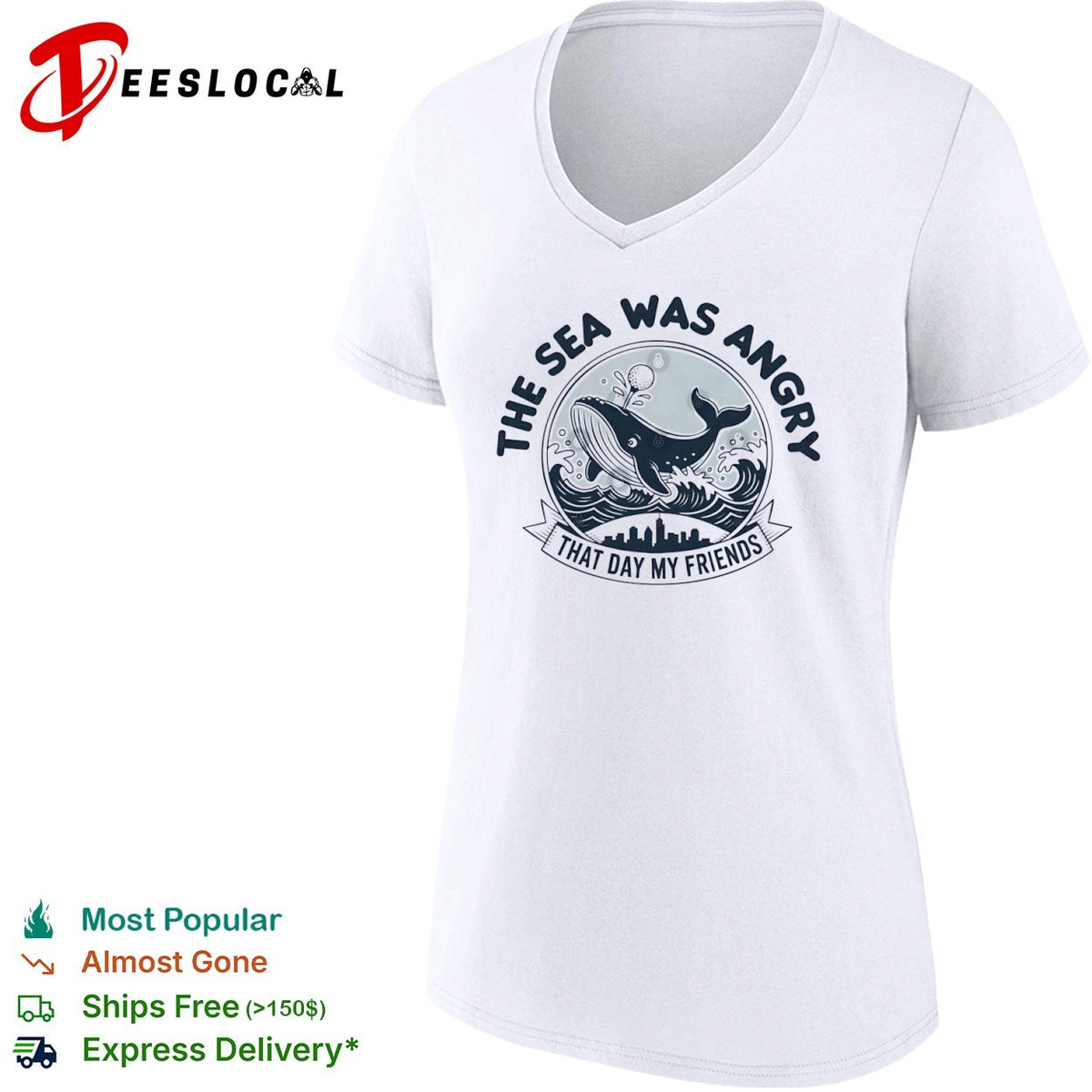 The sea was angry that day my friends Seinfeld George Costanza whale golf shirt