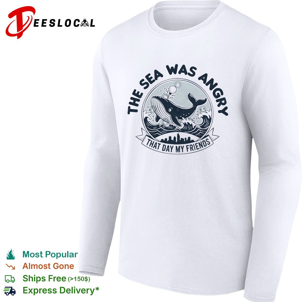 The sea was angry that day my friends Seinfeld George Costanza whale golf shirt