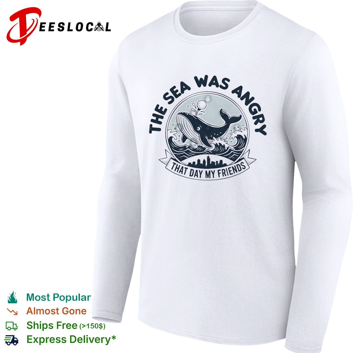 The sea was angry that day my friends Seinfeld George Costanza whale golf shirt
