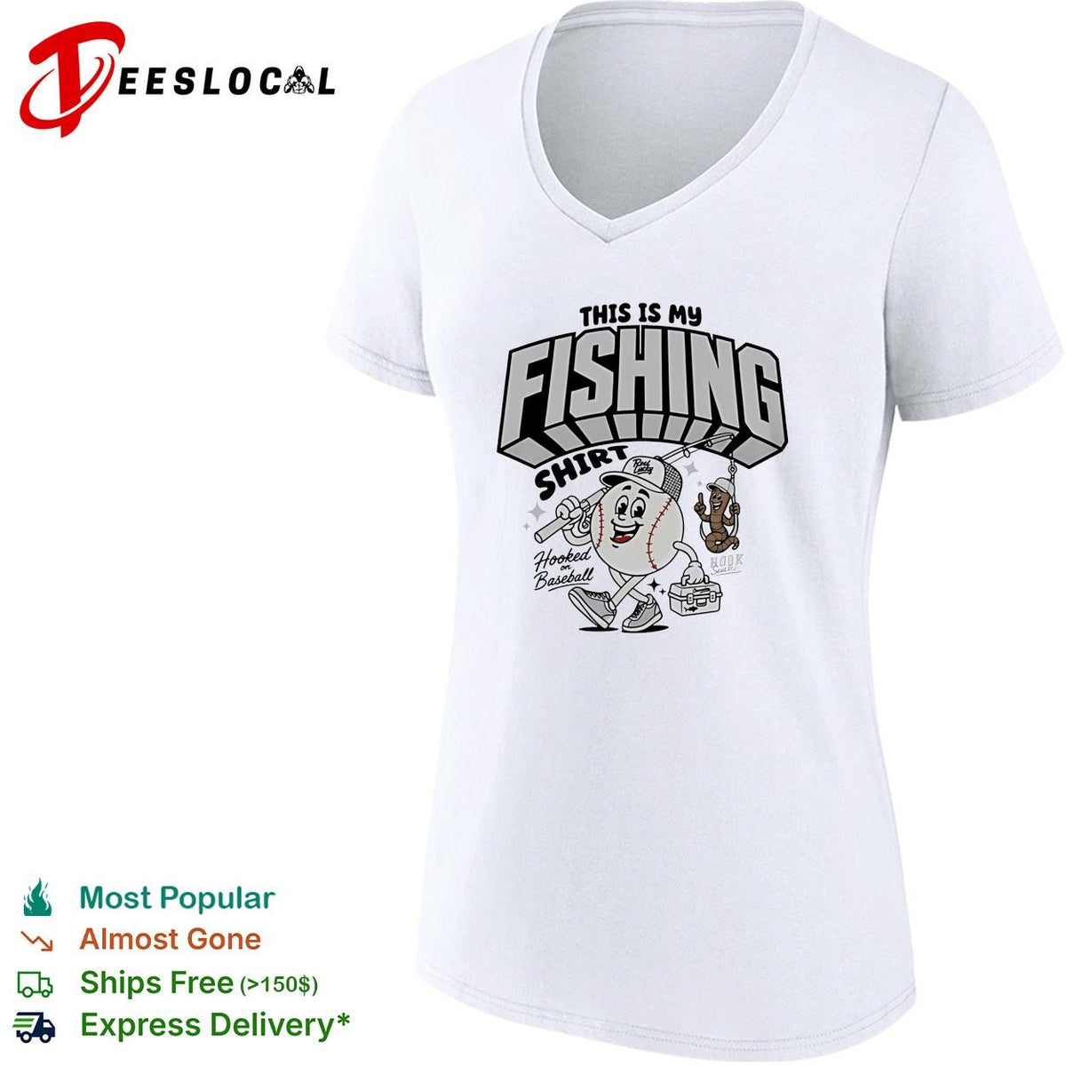 This is my fishing hooked on baseball shirt