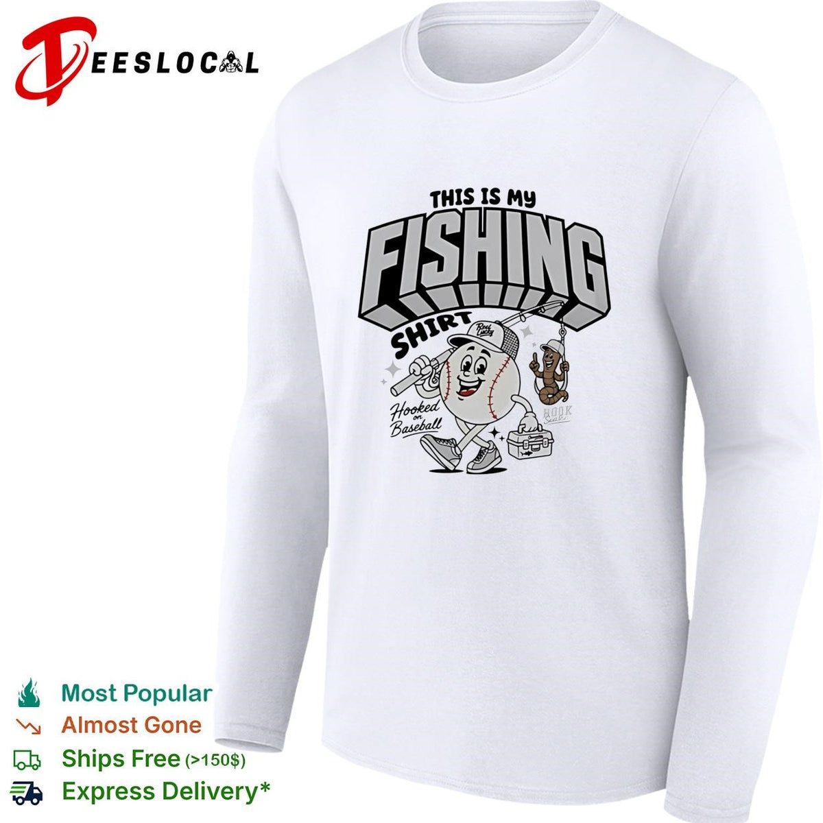 This is my fishing hooked on baseball shirt