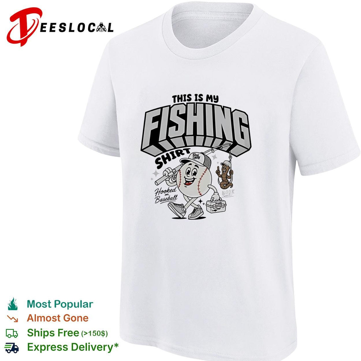 This is my fishing hooked on baseball shirt