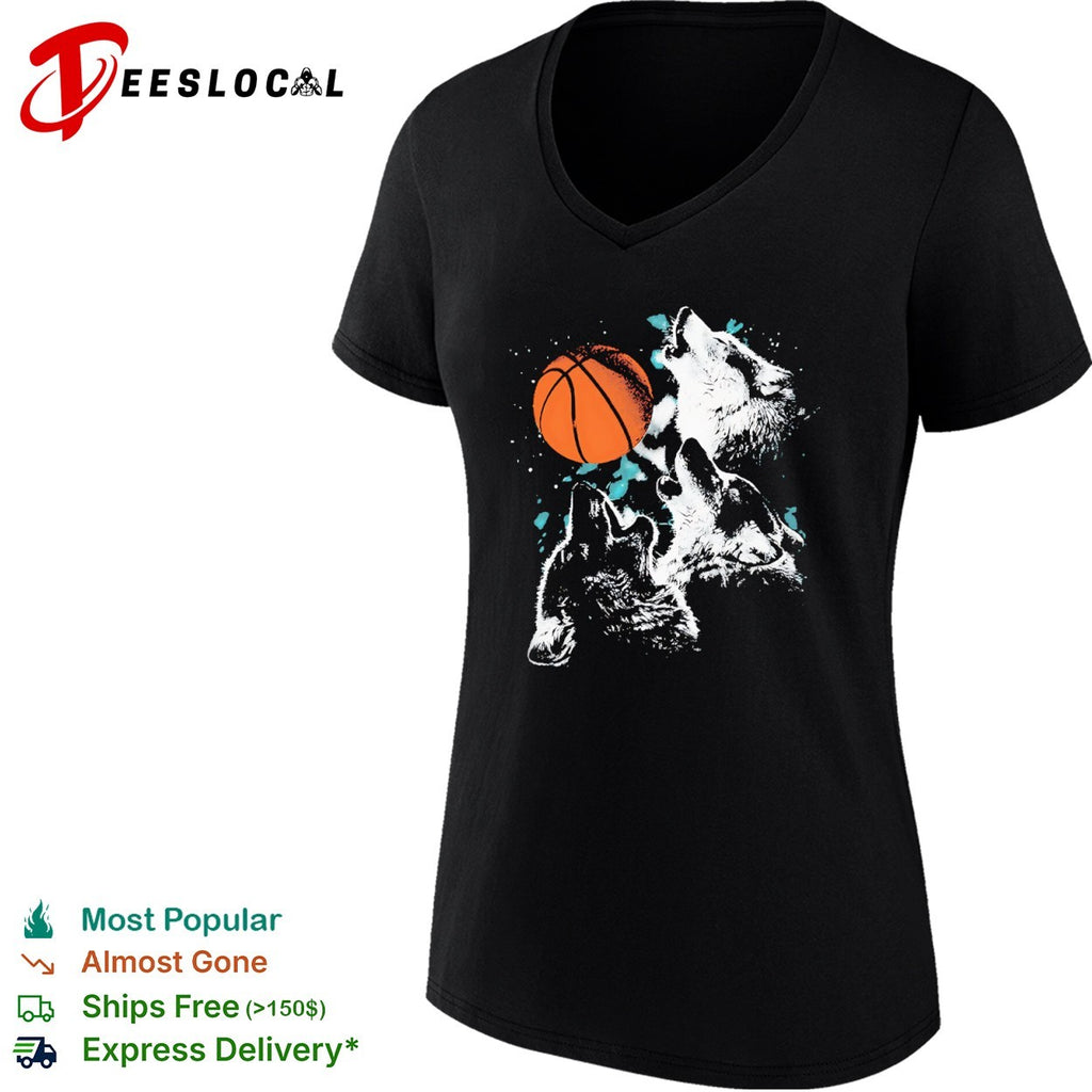 Three Wolves Howling at a Basketball NBA Minnesota Timberwolves shirt