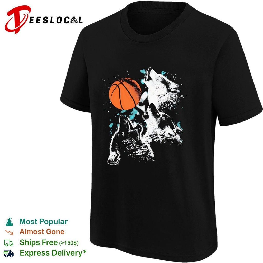 Three Wolves Howling at a Basketball NBA Minnesota Timberwolves shirt