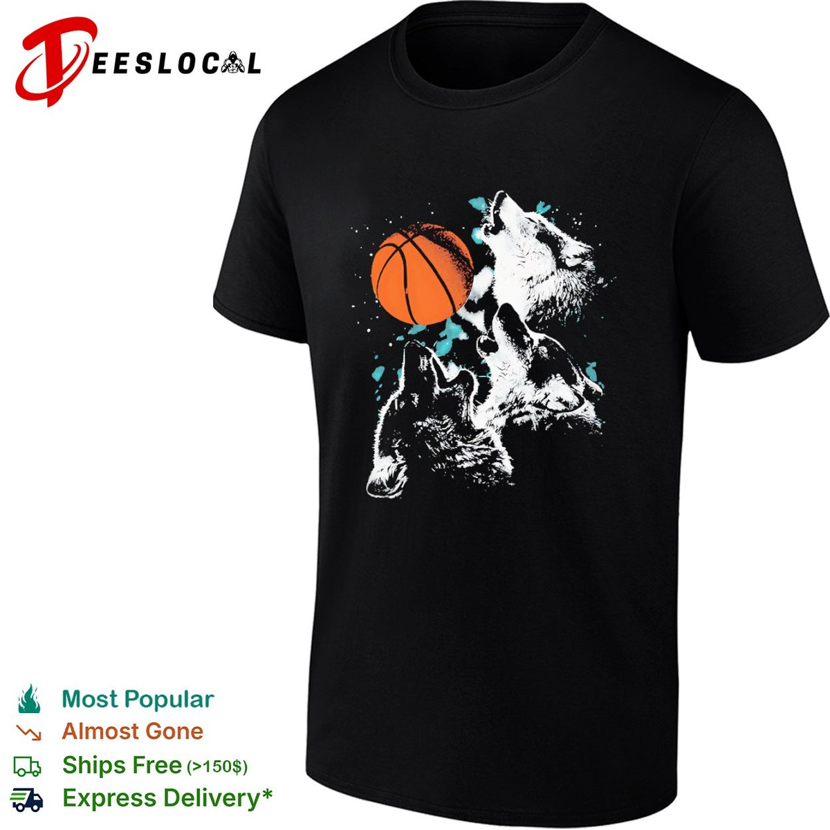 Three Wolves Howling at a Basketball NBA Minnesota Timberwolves shirt