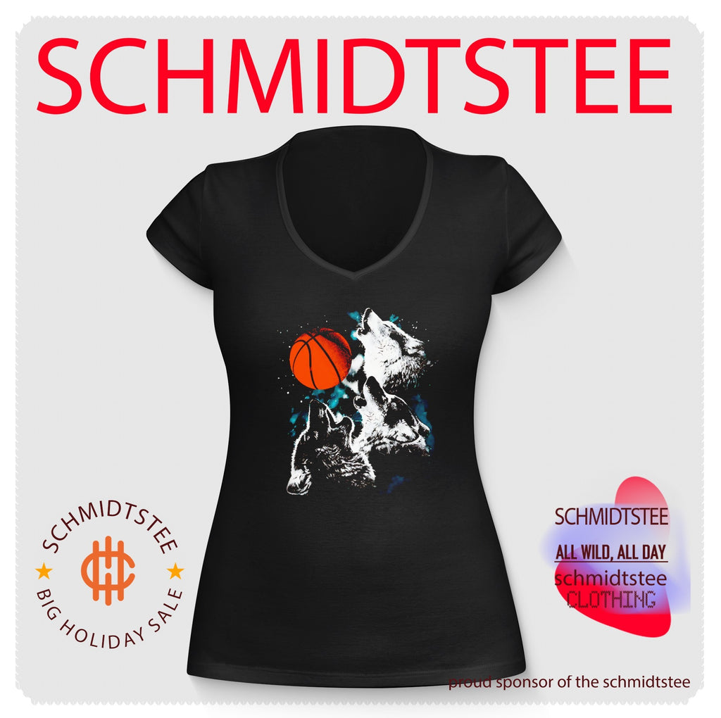 Three wolves howling at a basketball sports art shirt