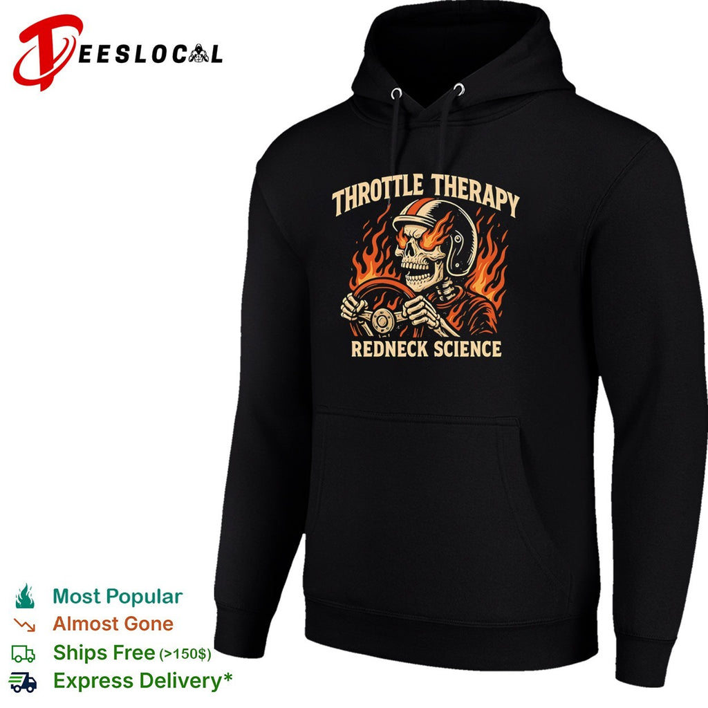 Throttle Therapy Redneck Science Flaming Skull shirt