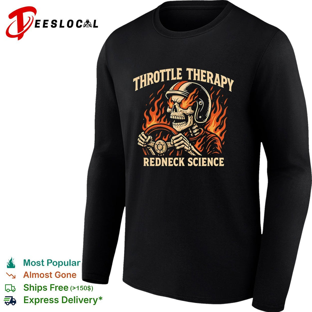 Throttle Therapy Redneck Science Flaming Skull shirt