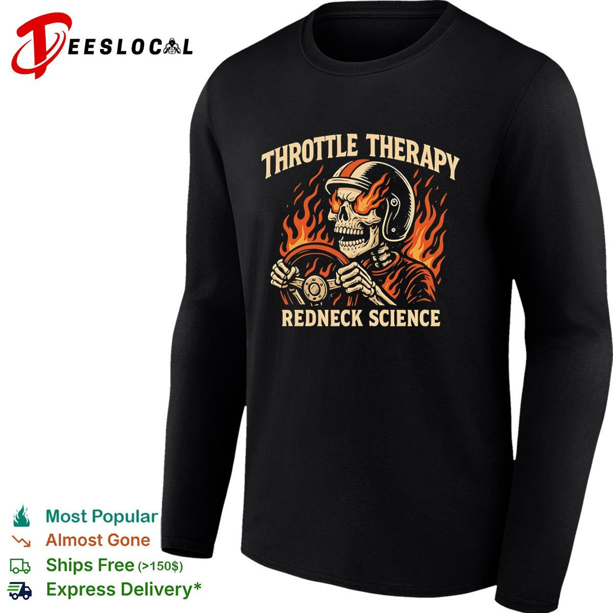 Throttle Therapy Redneck Science Flaming Skull shirt