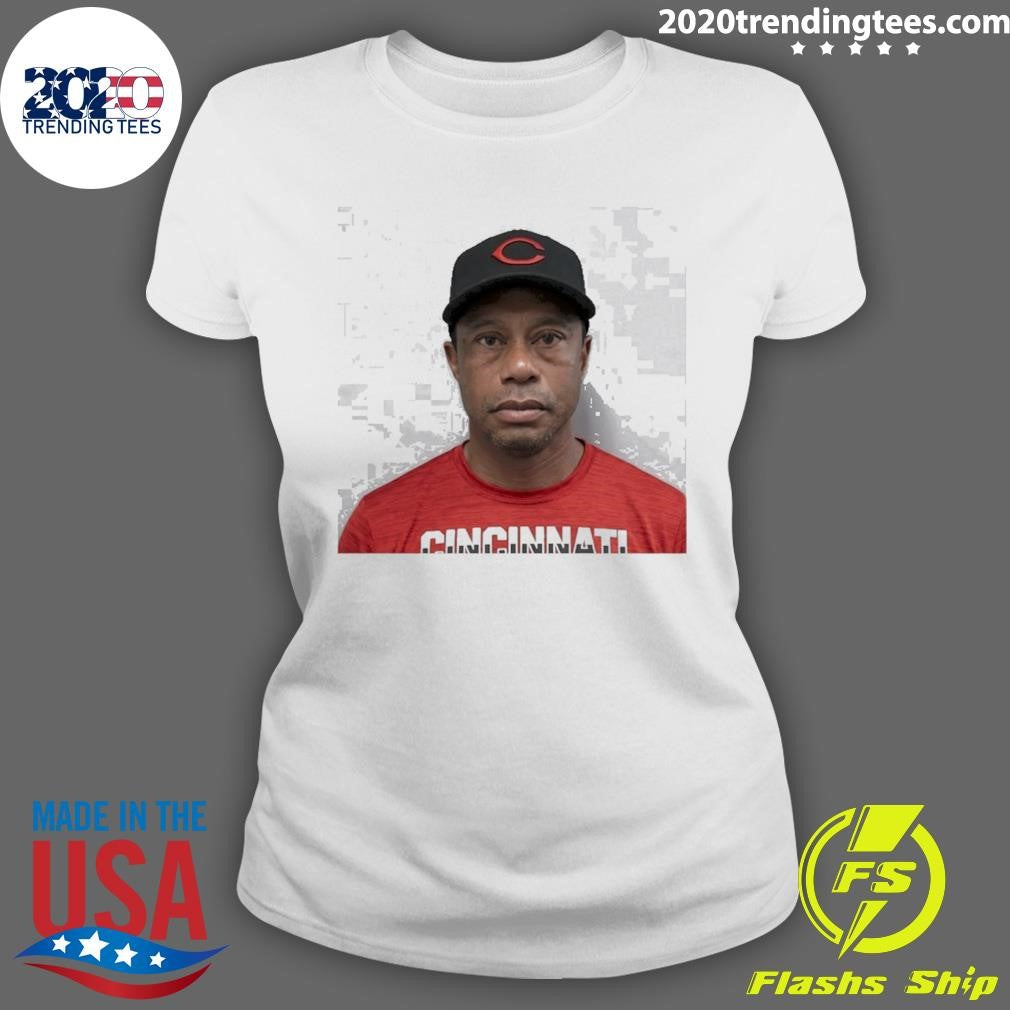 Tiger Woods Cincinnati Reds Mugshot Parody Shirt