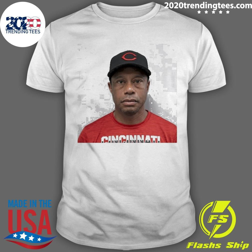Tiger Woods Cincinnati Reds Mugshot Parody Shirt