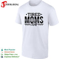Tired Moms Club leopard print and checkered pattern design on shirt