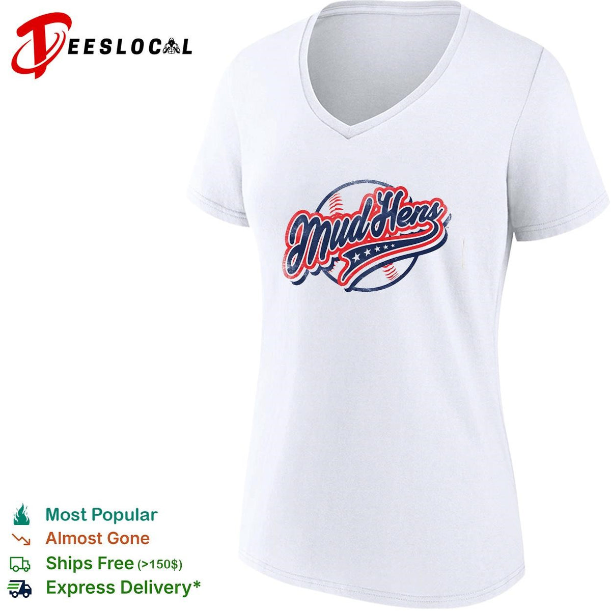 Toledo Mud Hens baseball script logo Americana stars and stripes lettering shirt