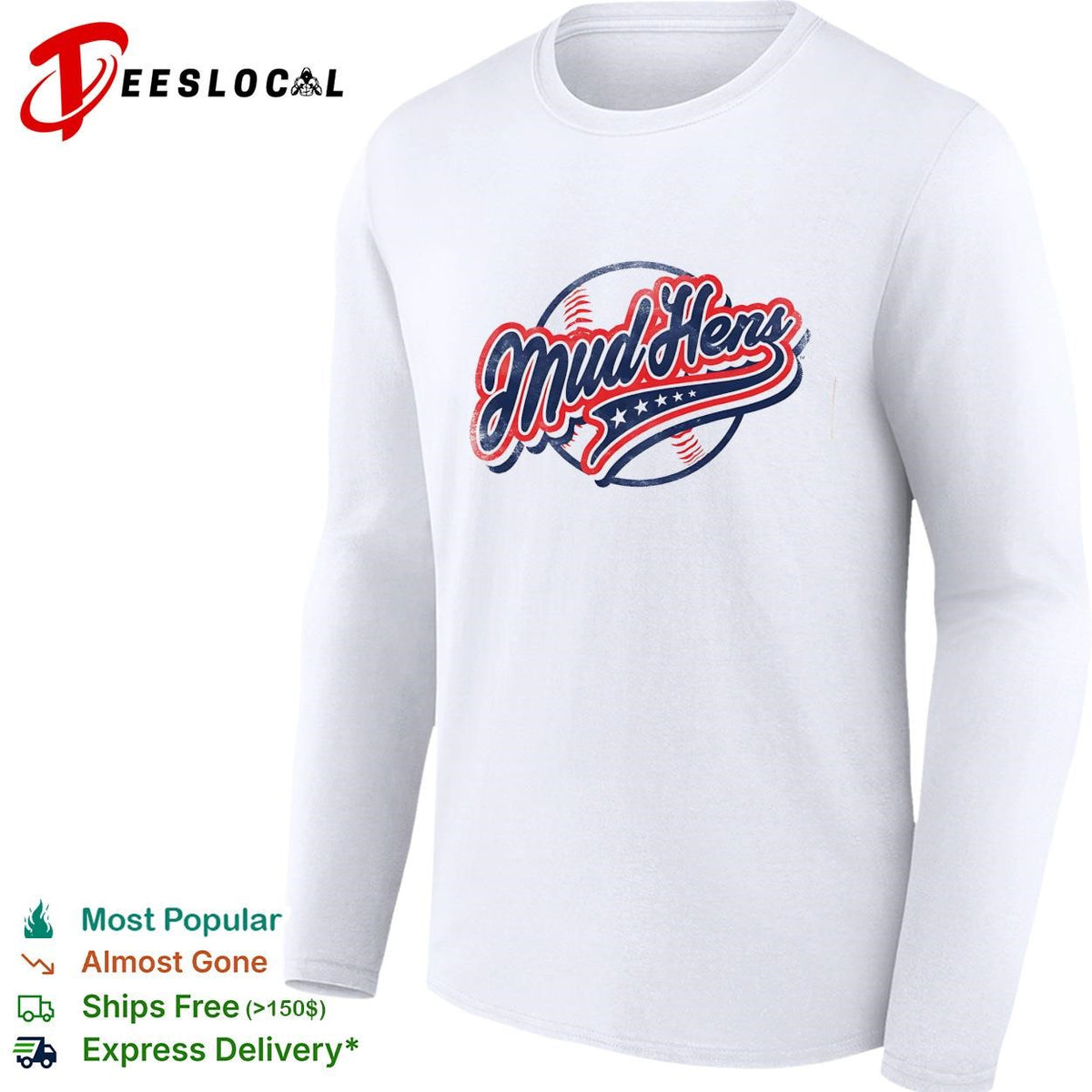 Toledo Mud Hens baseball script logo Americana stars and stripes lettering shirt