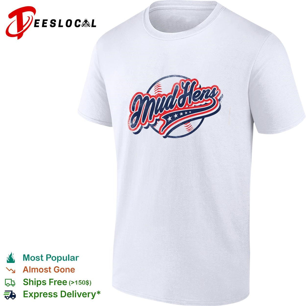 Toledo Mud Hens baseball script logo Americana stars and stripes lettering shirt