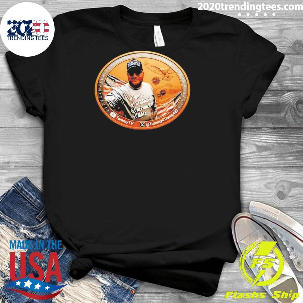 Tommy4trump420 White Straight Republican Male Coin Shirt