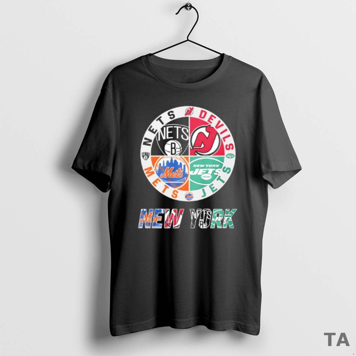 Top New York Mets New York Jets Brooklyn Nets And New Jersey Devils Mashup Logo