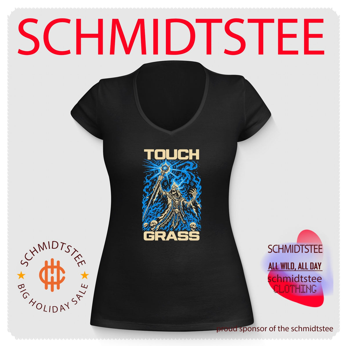 Touch Grass Necromancer Skeleton Mage fantasy art shirt