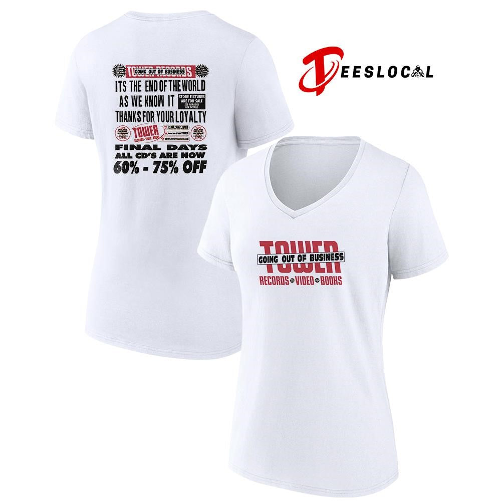 Tower going out of business records video books it’s the end of the world graphic shirt