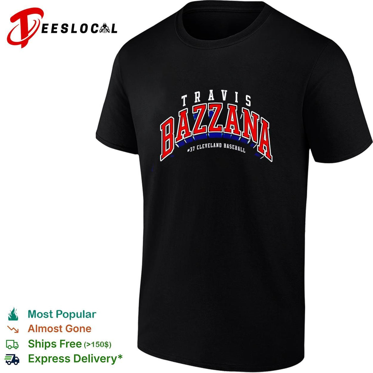Travis Bazzana 37 Cleveland Guardians MLB arch logo shirt