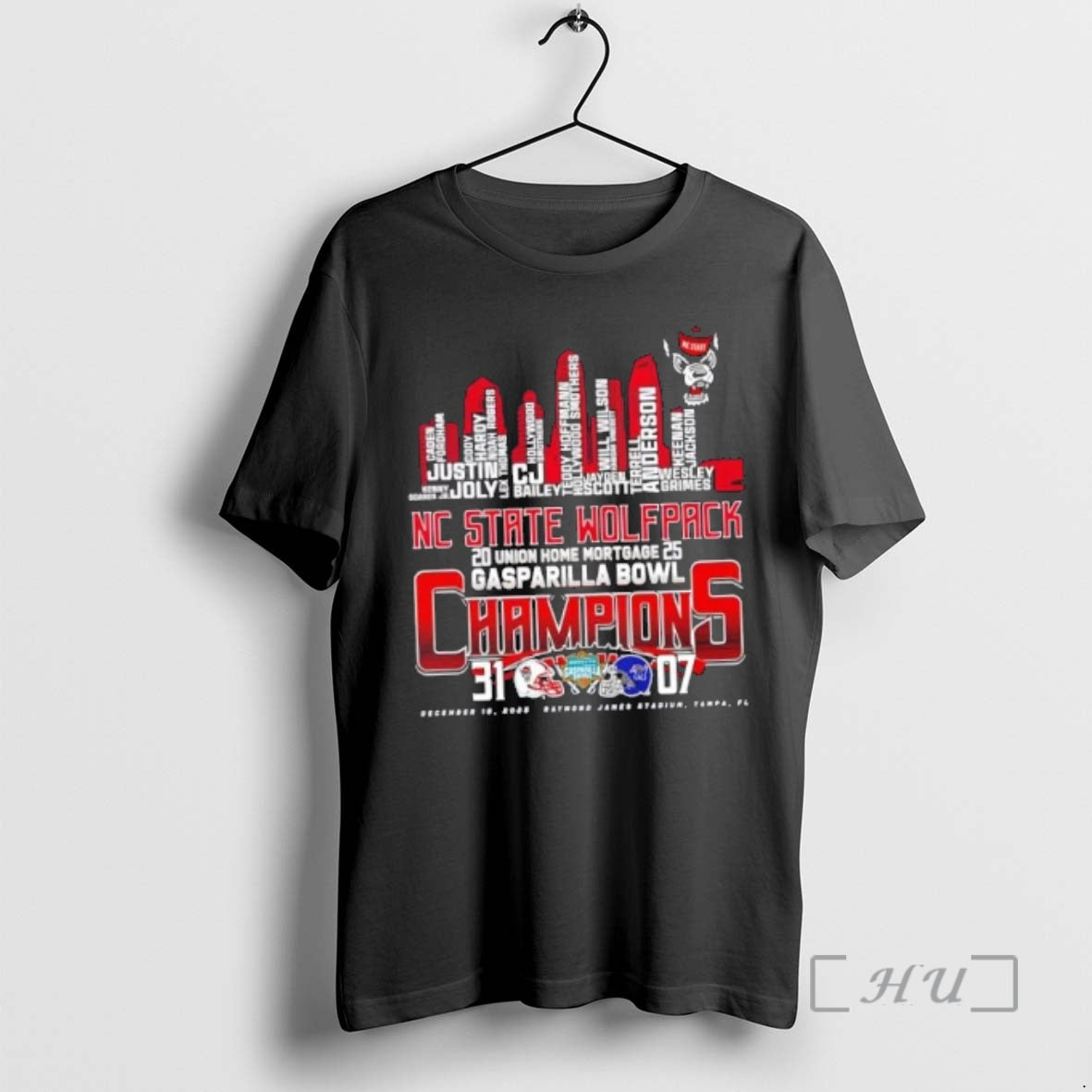Trending 2025 Gasparilla Bowl Champions Nc State Wolfpack All Names City Skyline Premium T Shirts