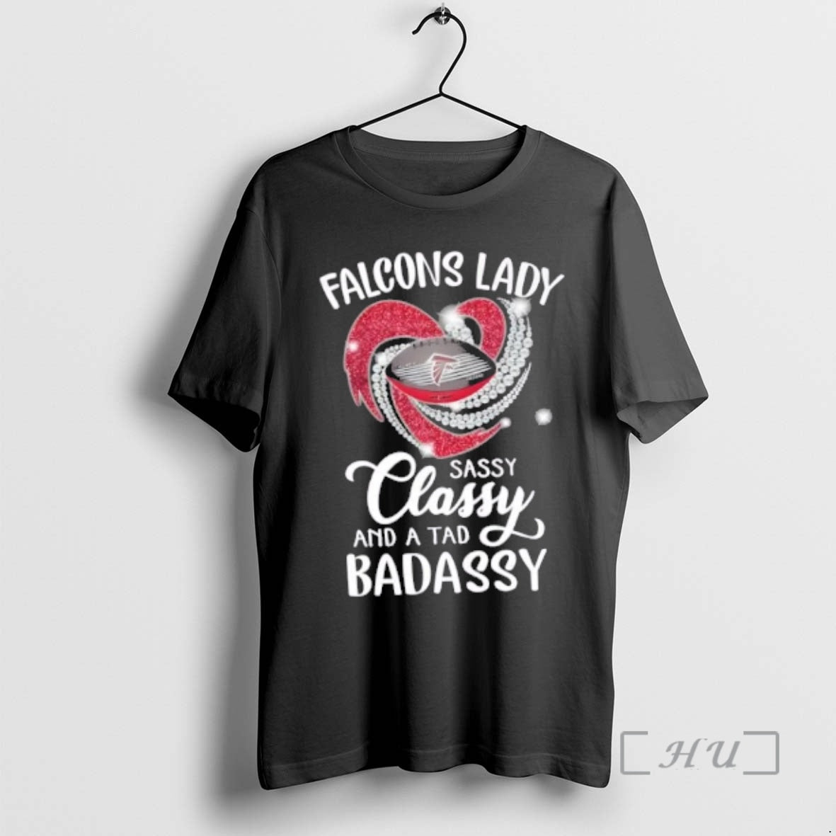 Trending Atlanta Falcons Lady Sassy Classy And A Tad Badassy Diamond Heart Premium T Shirts