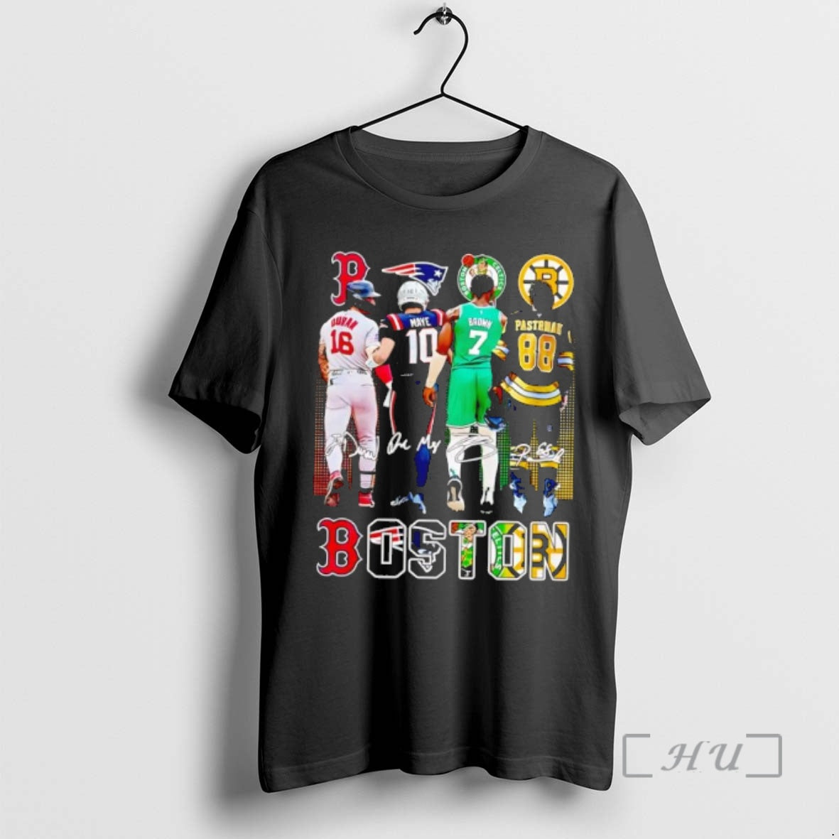 Trending Boston Celtics Brown Bruins Pastrnak Patriots Maye Red Sox Duran 2025 Premium T Shirts
