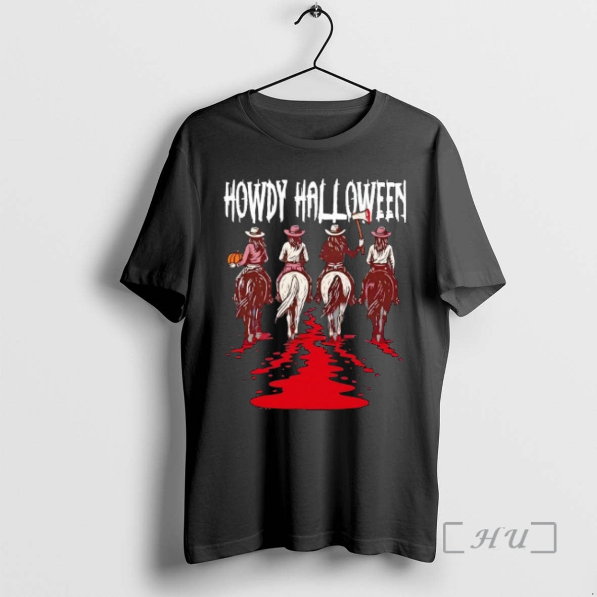 Trending Cowboys Howdy Halloween Holding Axe And Pumpkin Blood