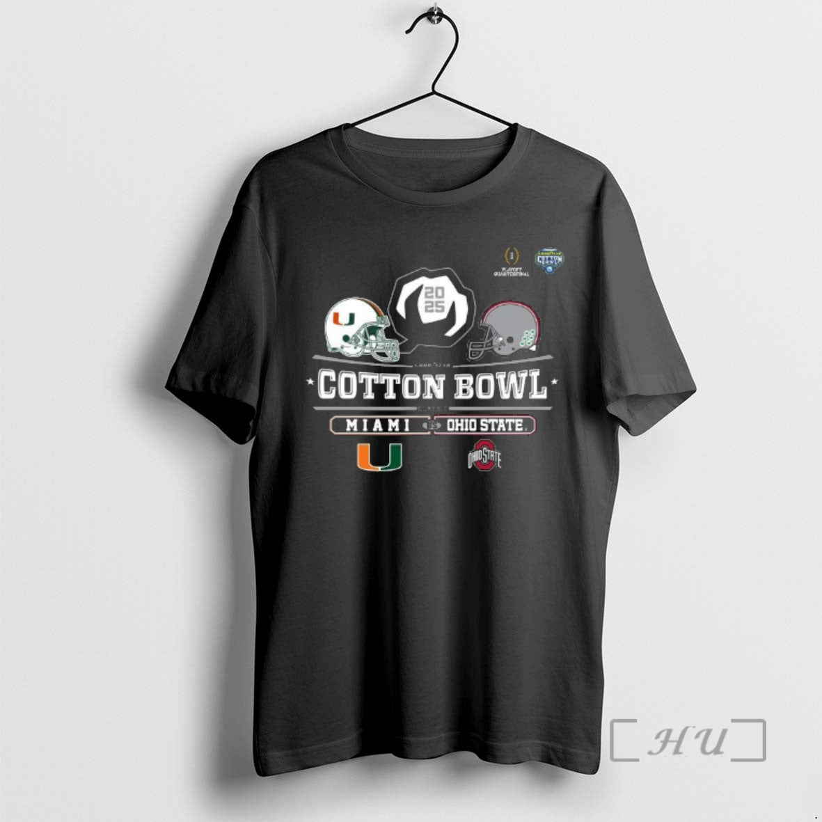 Trending Miami Vs Ohio State 2025 Cotton Bowl Helmet Logo December 31 Premium T Shirts