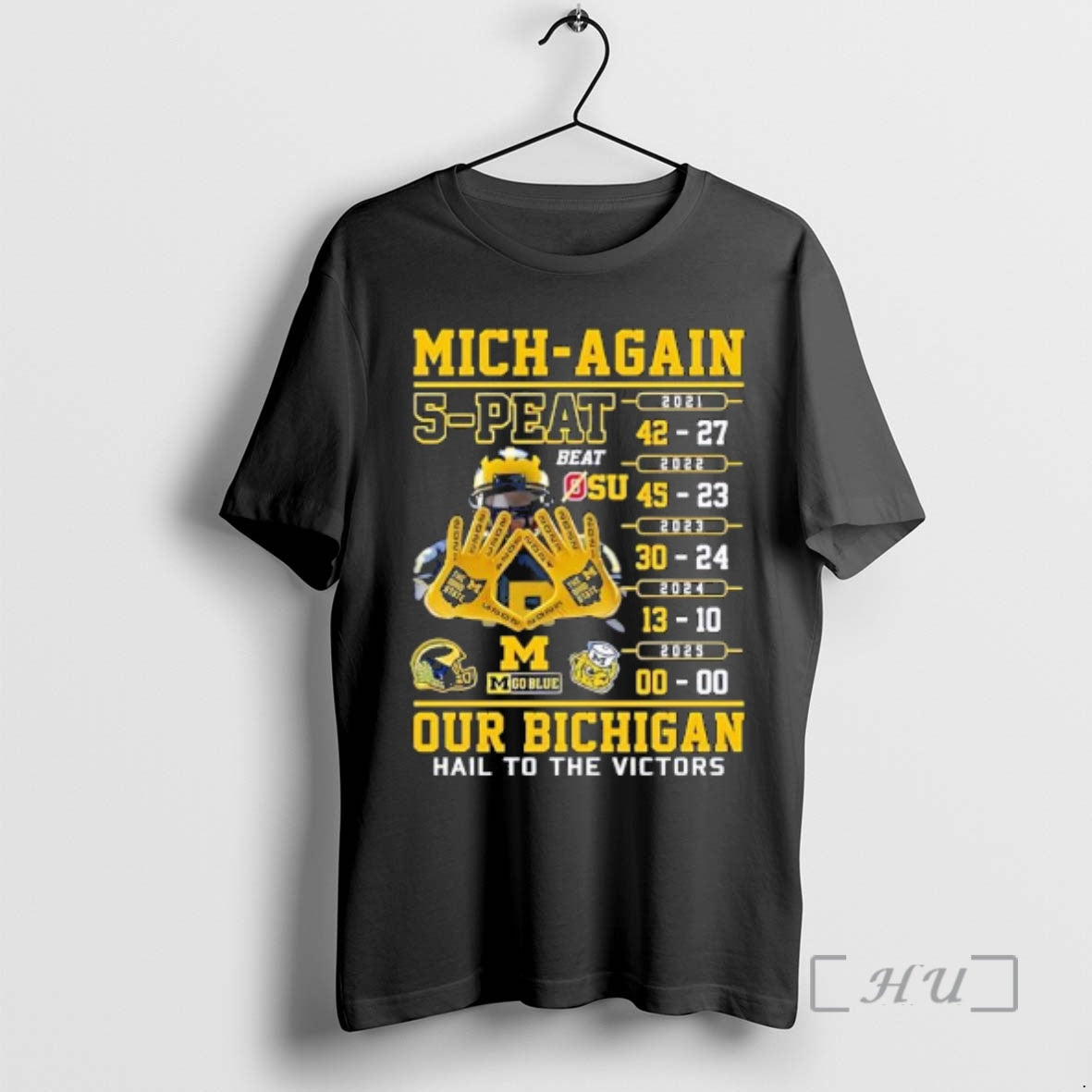 Trending Michigan Mich Again 5 Peat Our Bichigan Hail To The Victors Premium T Shirts