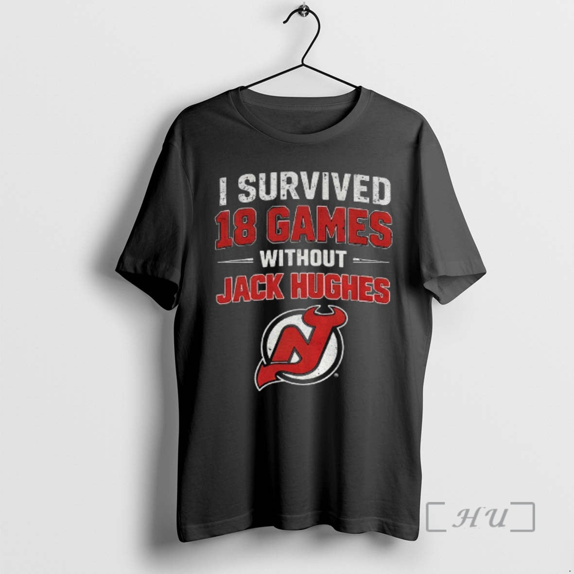Trending New Jersey Devils Hockey I Survived 18 Games Without Jack Hughes Logo Premium