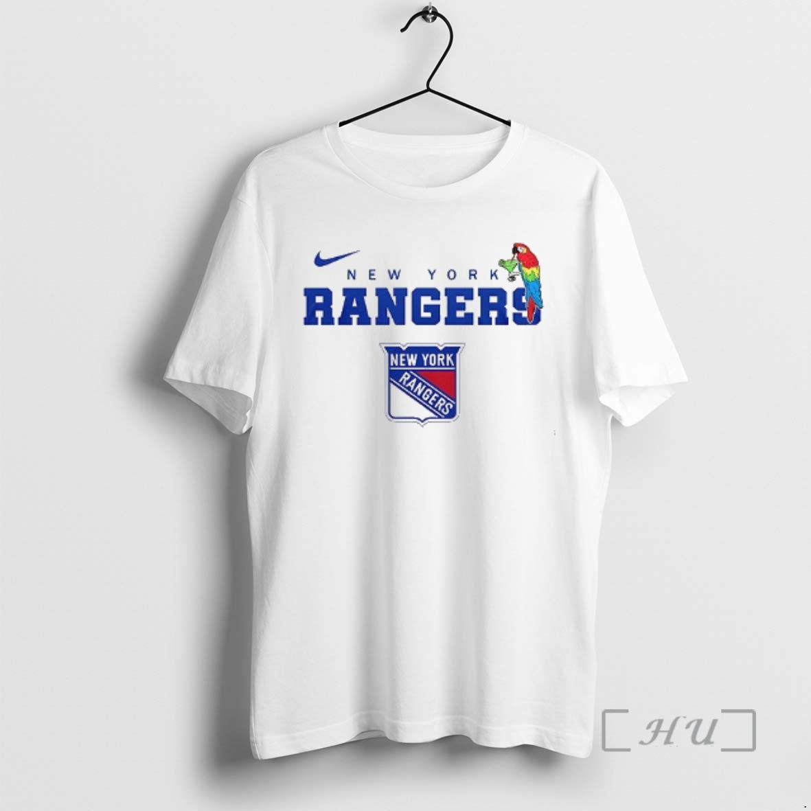 Trending New York Rangers X Jimmy Buffett Parrot Mascot Double Sided Graphic Premium T Shirts