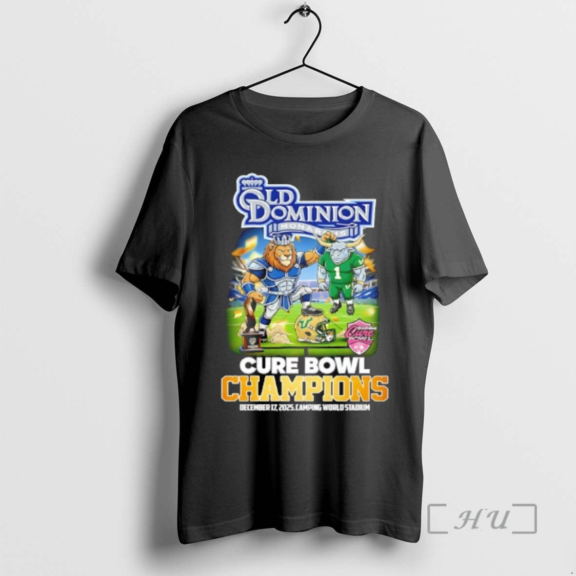 Trending Old Dominion 24 10 South Florida 2025 Cure Bowl Champions Mascot Premium T Shirts