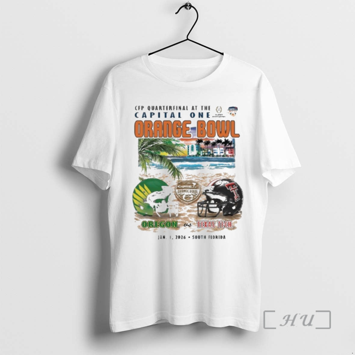 Trending Oregon Vs Texas Tech 2026 Orange Bowl Sobe Showdown Beach Premium T Shirts Sweater