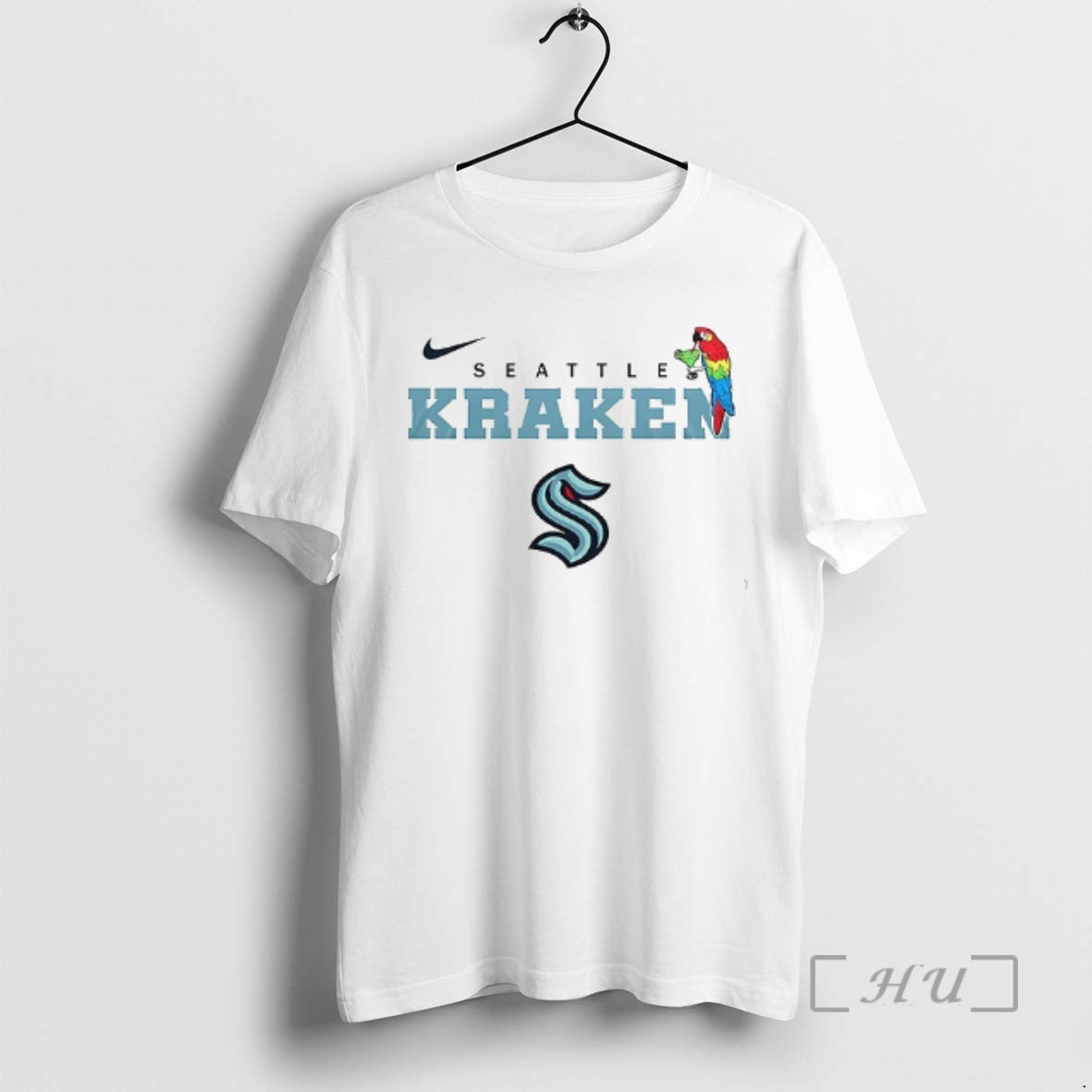 Trending Seattle Kraken X Jimmy Buffett Parrot Mascot Double Sided Graphic Premium T Shirts Sweater